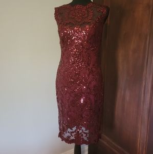 Sequin and lace overlay A Line dress